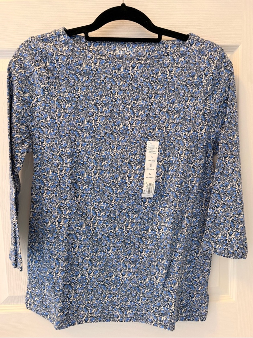 croft & barrow Blue Floral Print Women's Top